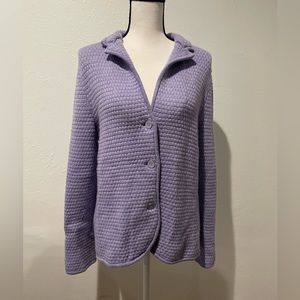 TALBOTS 100% Pure Merino Wool Winter Button Up Sweater Cardigan Purple XL